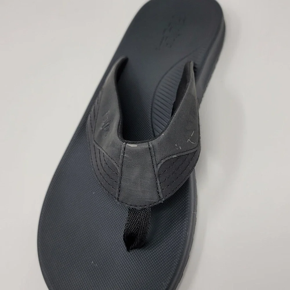 FloJos Flip Flops Sandals Black Artisan Memory Foam Mens Size 12 Slip on Comfort